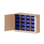 ErgoTray Schrank, 4reihig, zweiteilig, zweitürig, fahrbar, mit 16 hohen Boxen, B/H/T 138,7x100x50cm 